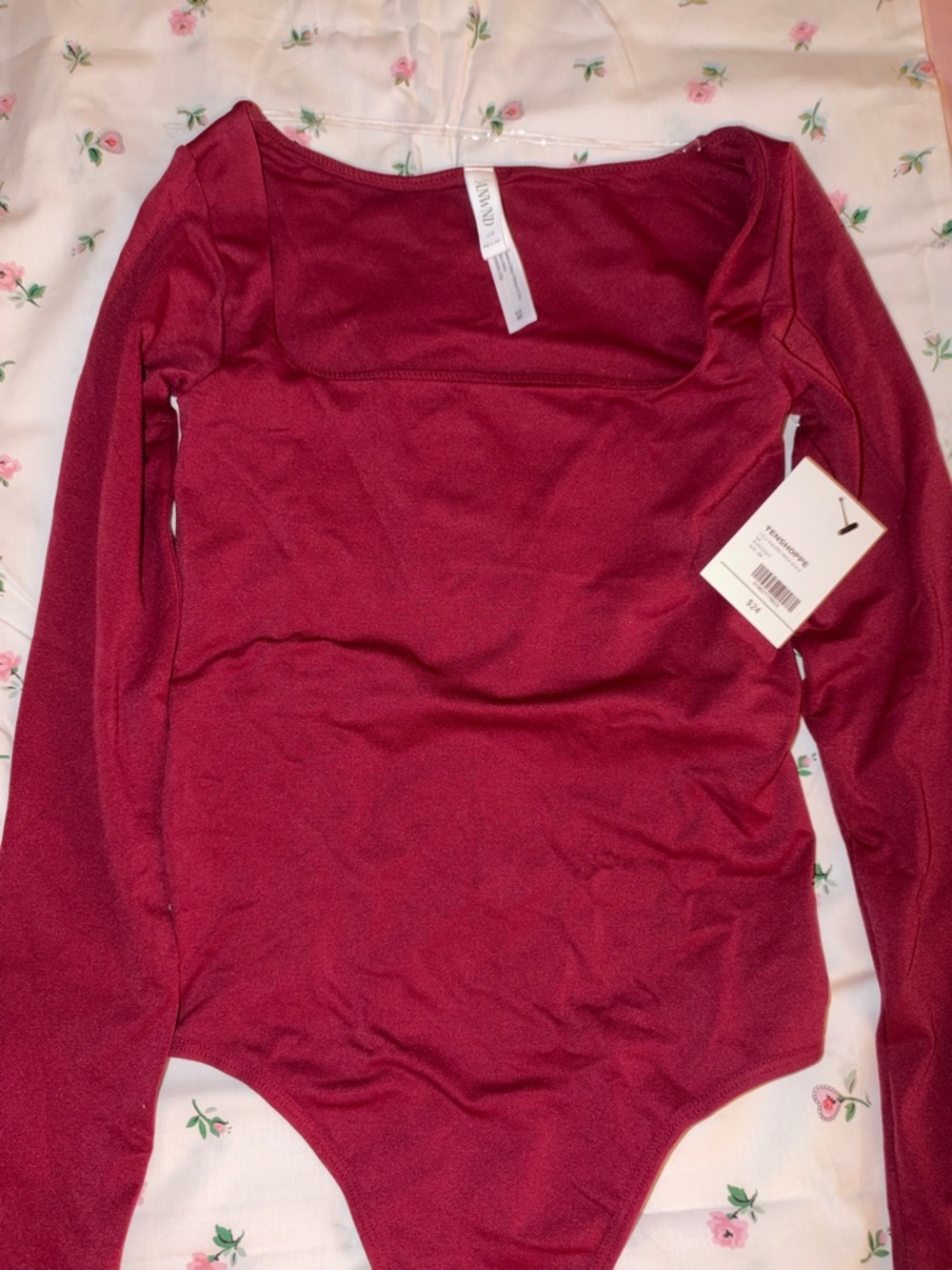 Tenshoppe Burgundy Long Sleeve Bodysuit s/m